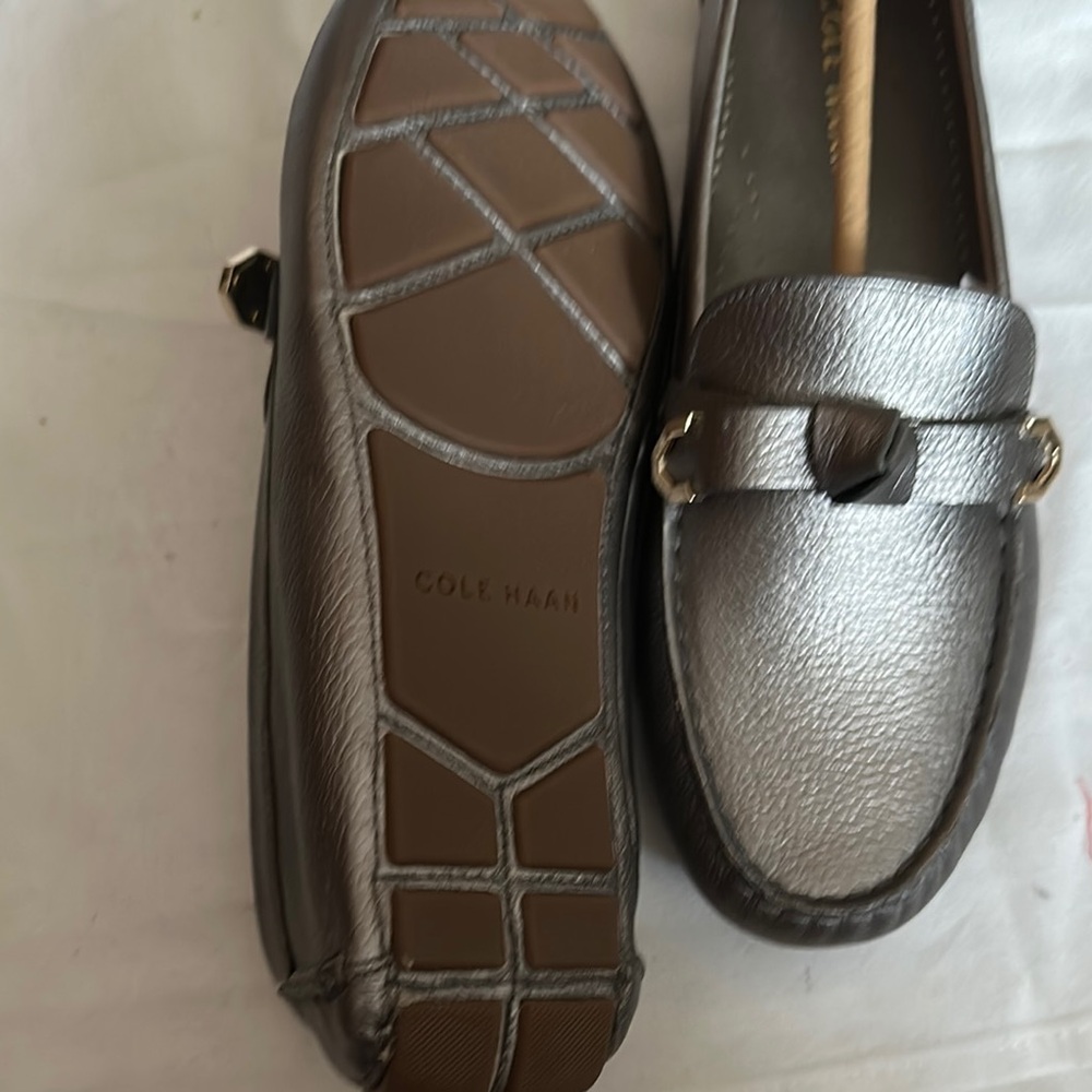 Cole Haan Metallic Silver Loafers - Picture 2 of 3